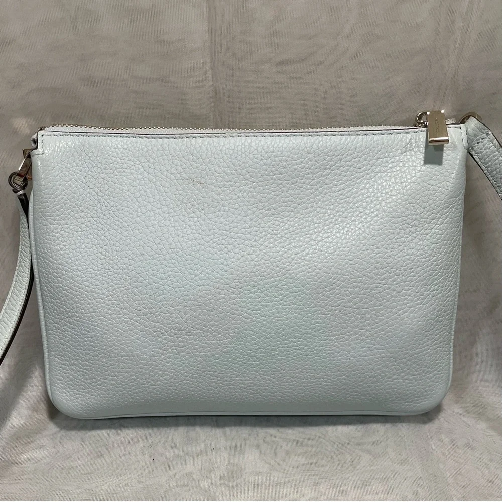 Kate Spade Leila Leather Triple Gusset Light Blue Crossbody Bag, EUC
